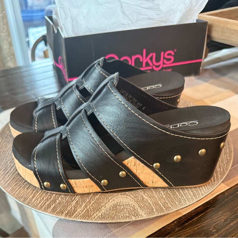 Corkys Black Strappy Women's Sandals - Picture 2 of 10
